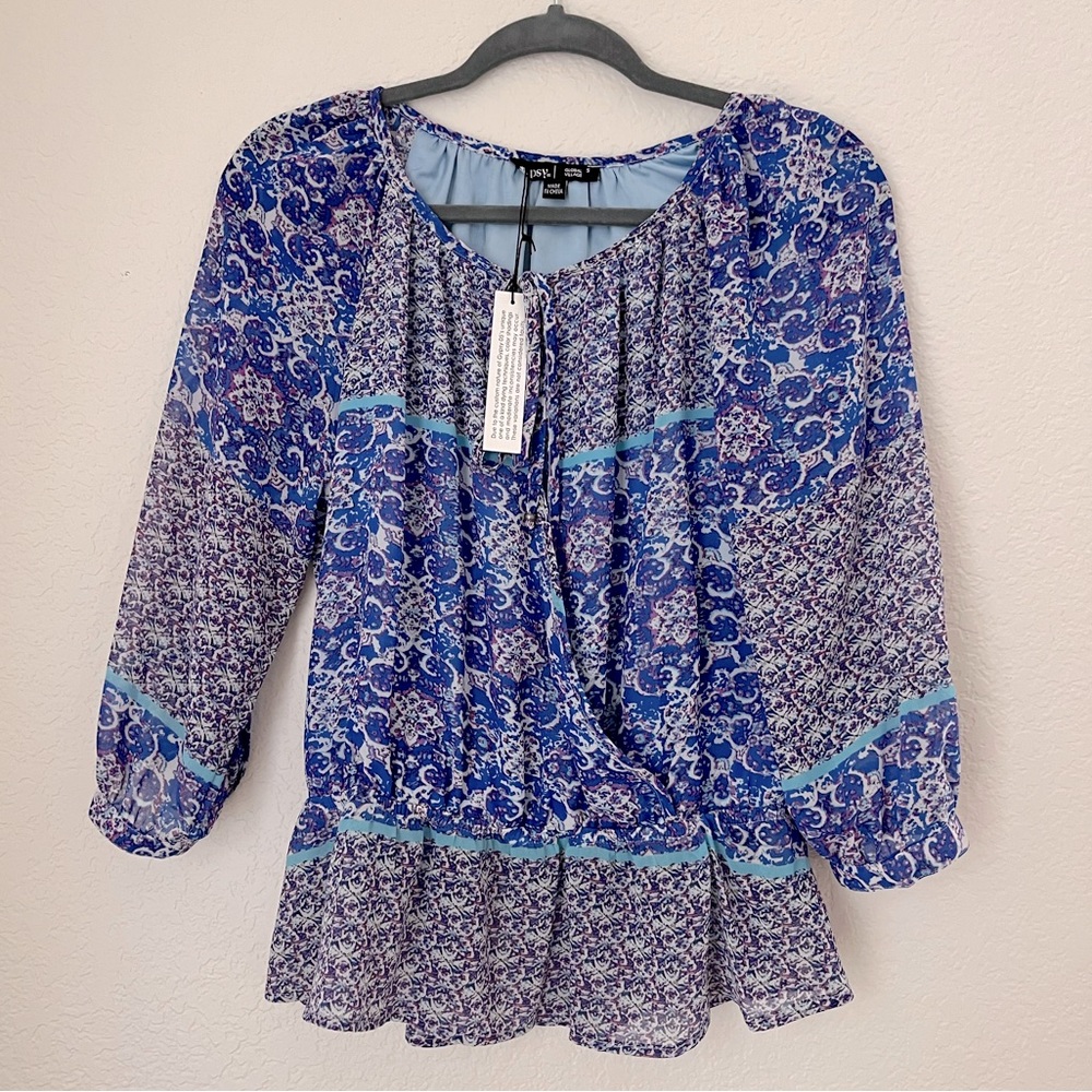 NWT Anthropologie Gypsy 05 Peasant Top Boho Small Purple